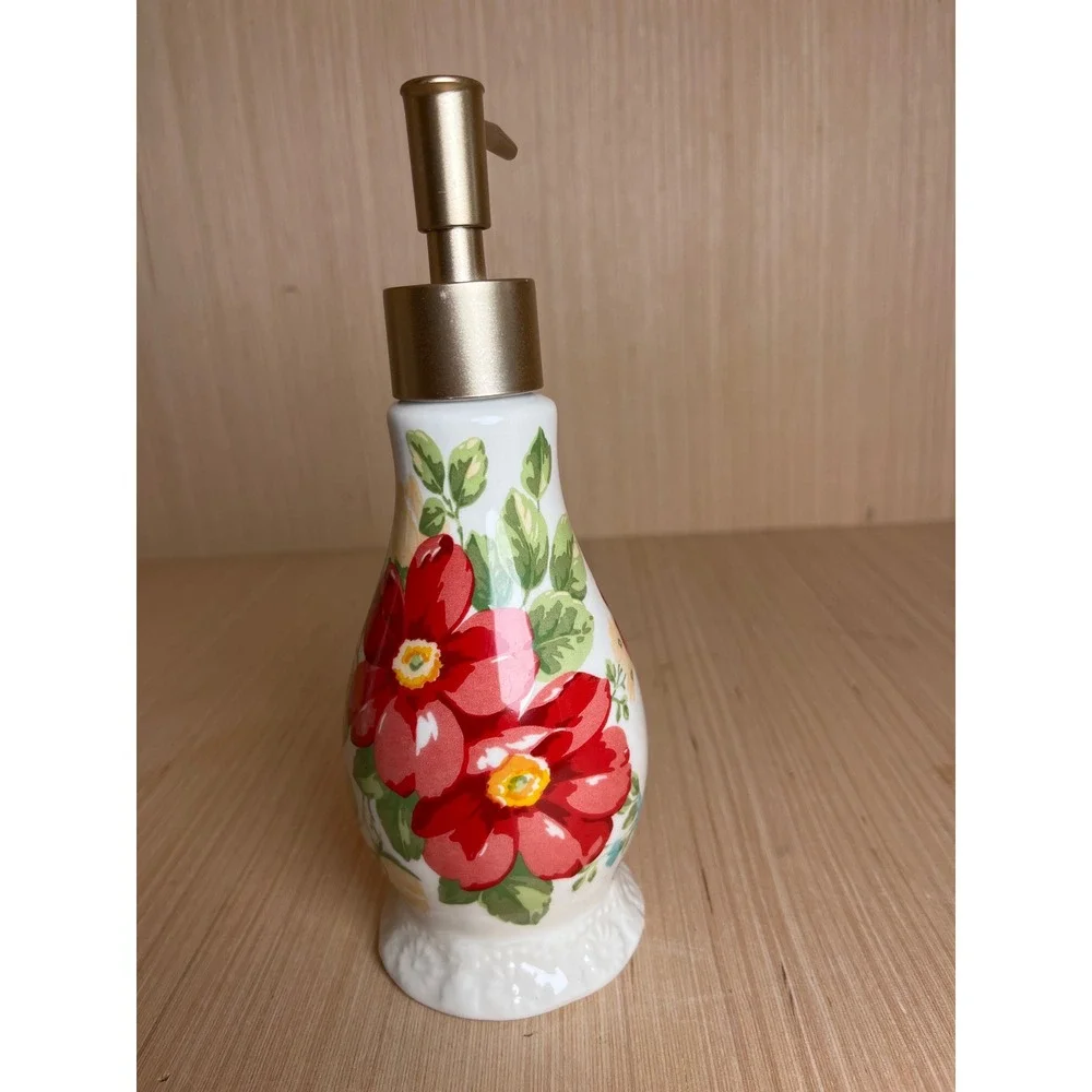 The Pioneer Woman Vintage Floral Earthenware Soap Dispenser Discontinued